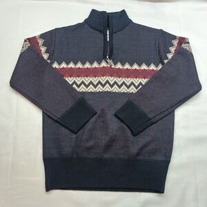 Faze 1 Boys Navy Blue Fair Isle Quarter Zip Pullover Sweater Size 5 SWL-40-NV/RS